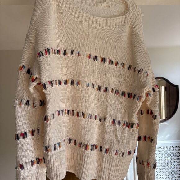Loft Cream Colored Sweater with Multistiching Detail XL - Picture 2 of 2